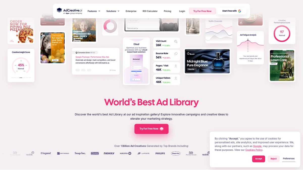 Preview of AdCreative.ai Ad Library