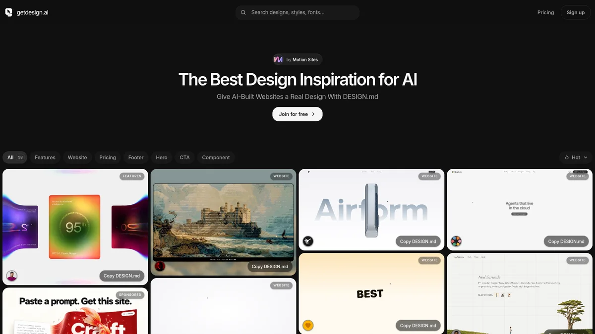 Preview of getdesign.ai
