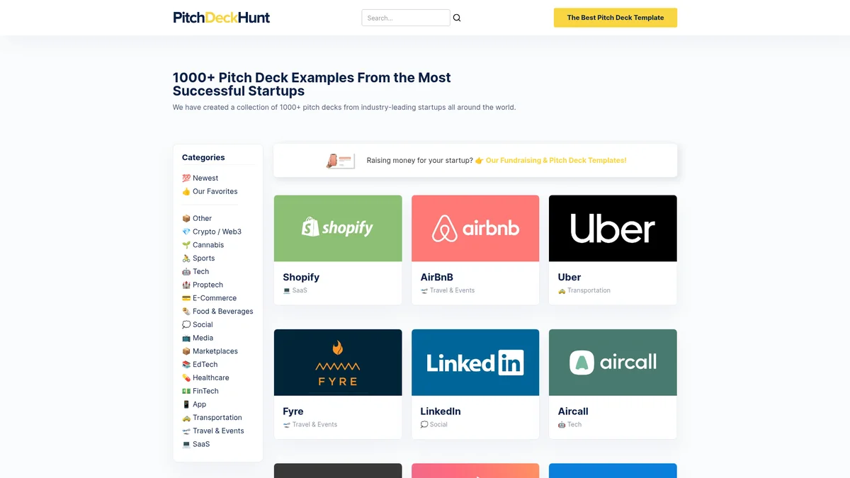 Preview of Pitch Deck Hunt