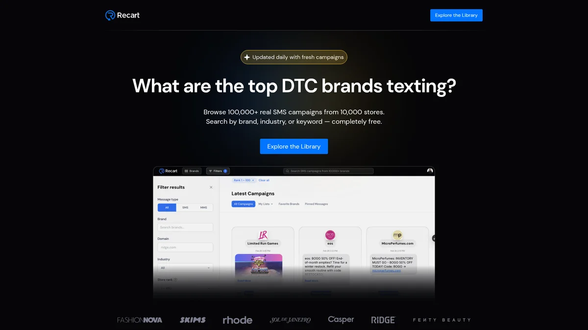 Preview of Recart Campaign Library