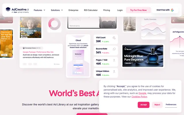 Preview of AdCreative.ai Ad Library