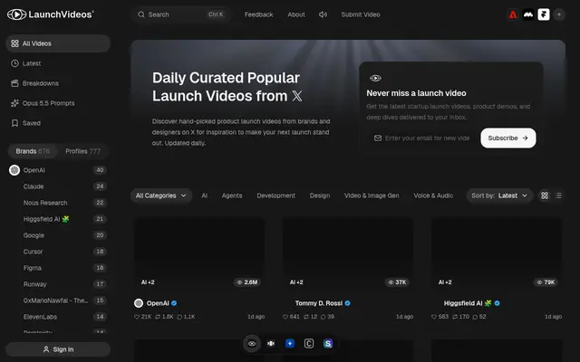 Preview of Launch Videos Gallery