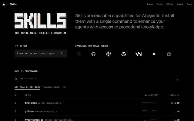 Preview of skills.sh