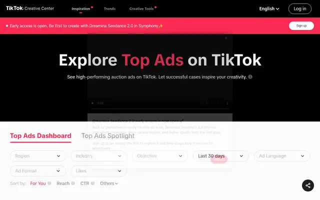 Preview of TikTok Creative Center Top Ads